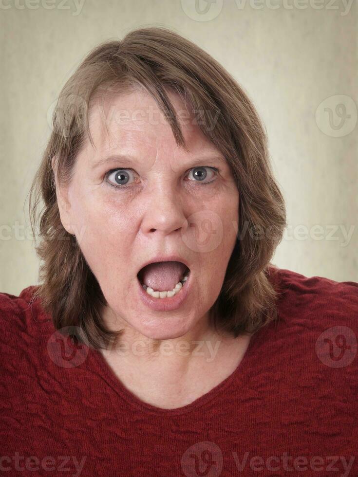 senior woman in shock photo
