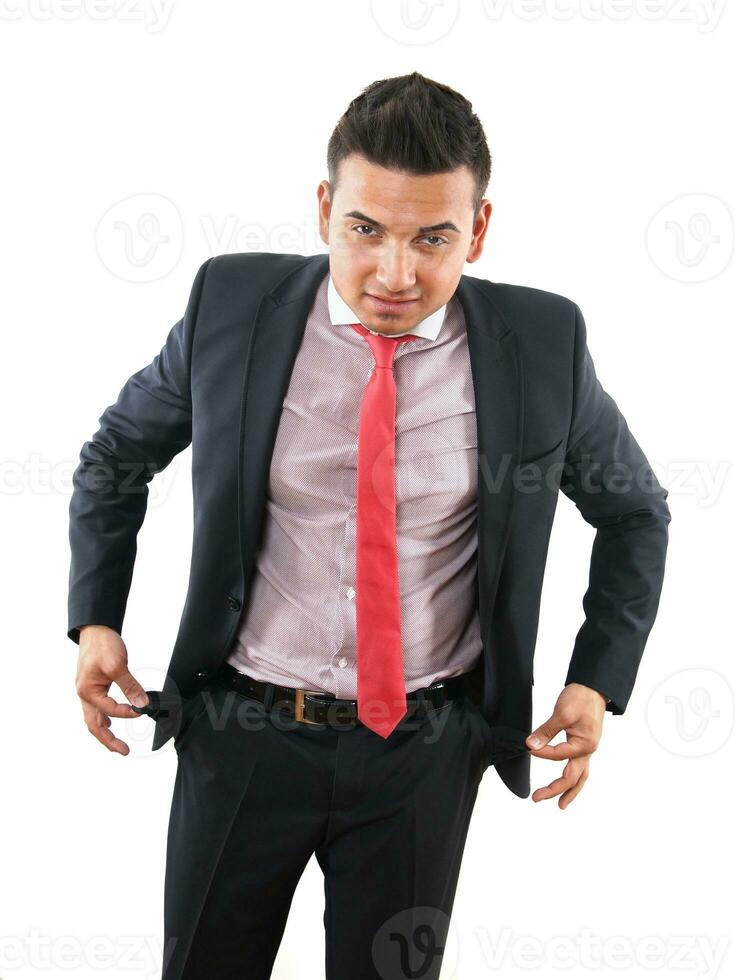 businessman with empty pockets photo