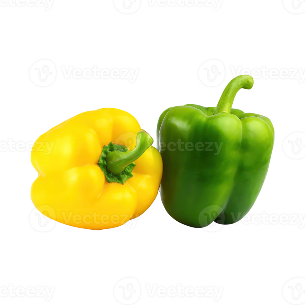 AI generated Sliced Of Green And Yellow Bell Pepper, Isolated Transparent Background png