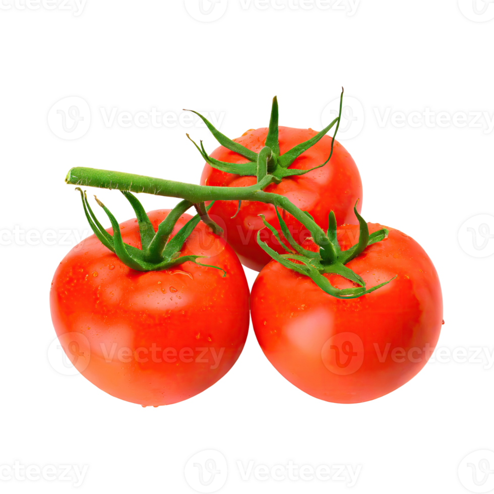 AI generated Floating Of Tomatos With A Green Stem, Without Shadow, Isolated Transparent Background png
