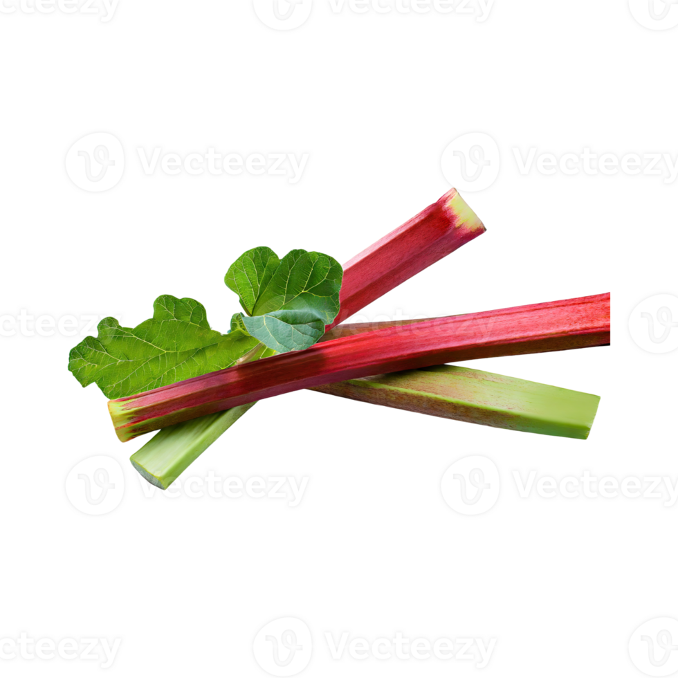 AI generated Floating Of Red And Green Rhubarb Without Shadow, Isolated Transparent Background png