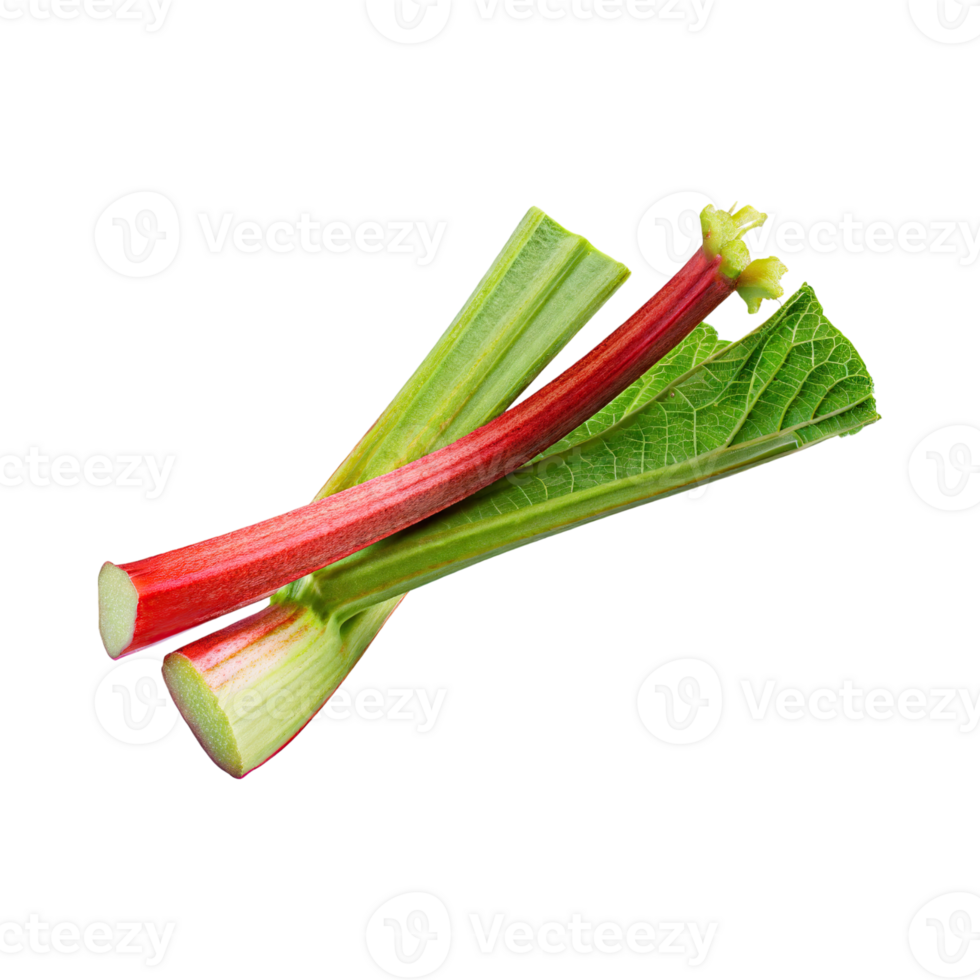 AI generated Floating Of Red And Green Rhubarb Without Shadow, Isolated Transparent Background png