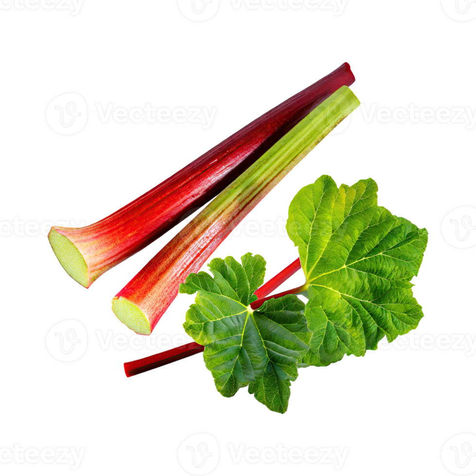 AI generated Floating Of Red And Green Rhubarb Without Shadow, Isolated Transparent Background png