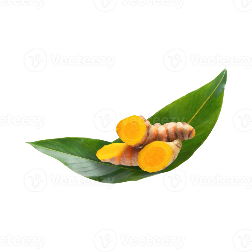 AI generated Floating Of Yellow And Orange Turmeric With Sliced, Isolated Transparent Background png