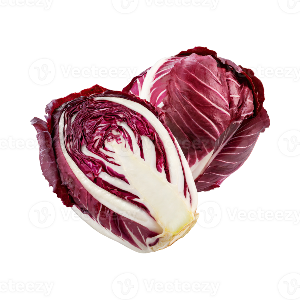 AI generated Floating Radicchio With Sliced, Isolated Transparent Background png