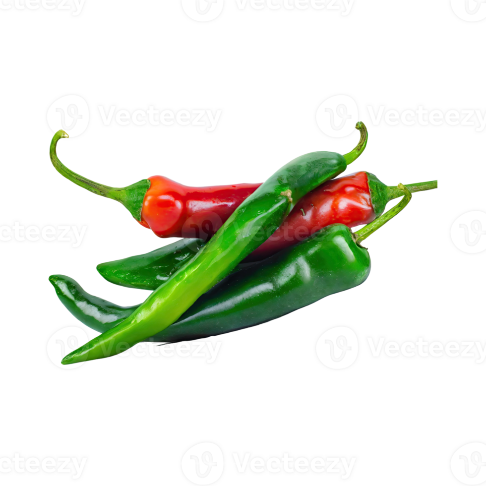 AI generated Floating Of Green And Red Jalapeno, Without Shadow, Isolated Transparent Background png