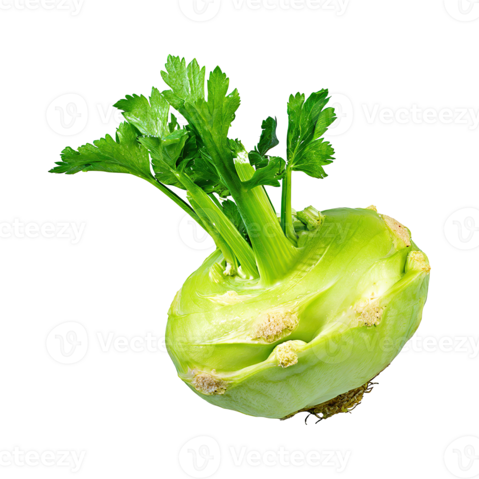 AI generated Floating Of Dirty Celeriac With Sliced, Without Shadow, Isolated Transparent Background png