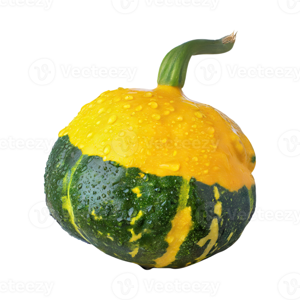 AI generated Floating Of Green And Yellow Gourd With A Bumpy Surface, Isolated Transparent Background png