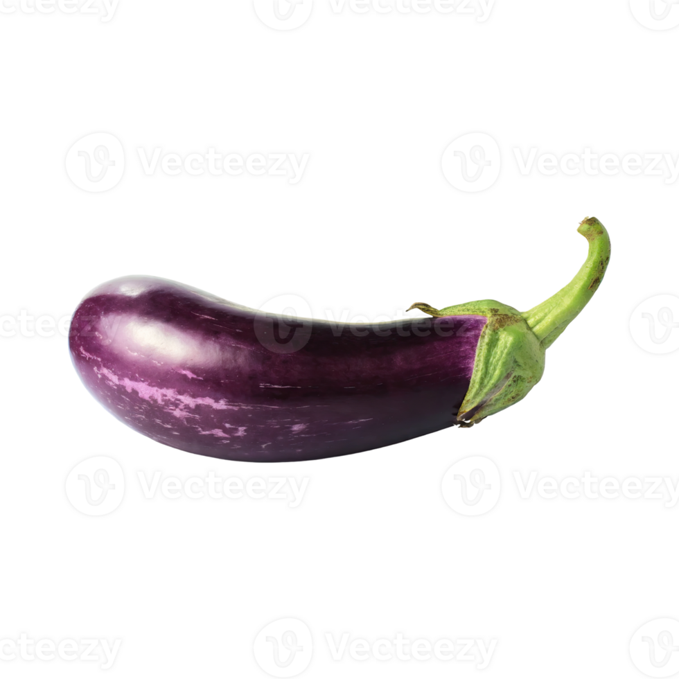 AI generated Floating Of Purple And Green Eggplant With A Smooth Skin, Isolated Transparent Background png
