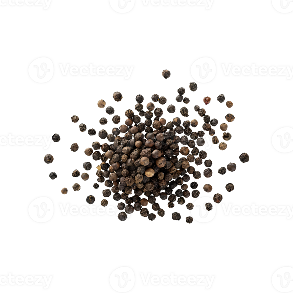 AI generated Floating Of A Pile Of Black Pepper Corns, Without Shadow, Isolated Transparent Background png