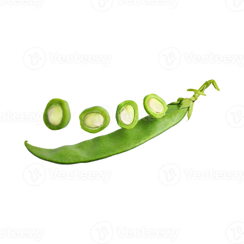 AI generated Floating Of Fresh Beans With Sliced Of Beans, Without Shadow, Isolated Transparent Background png