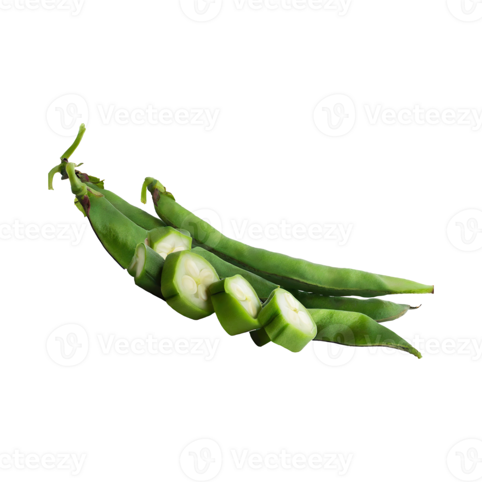 AI generated Floating Of Fresh Beans With Sliced Of Beans, Without Shadow, Isolated Transparent Background png