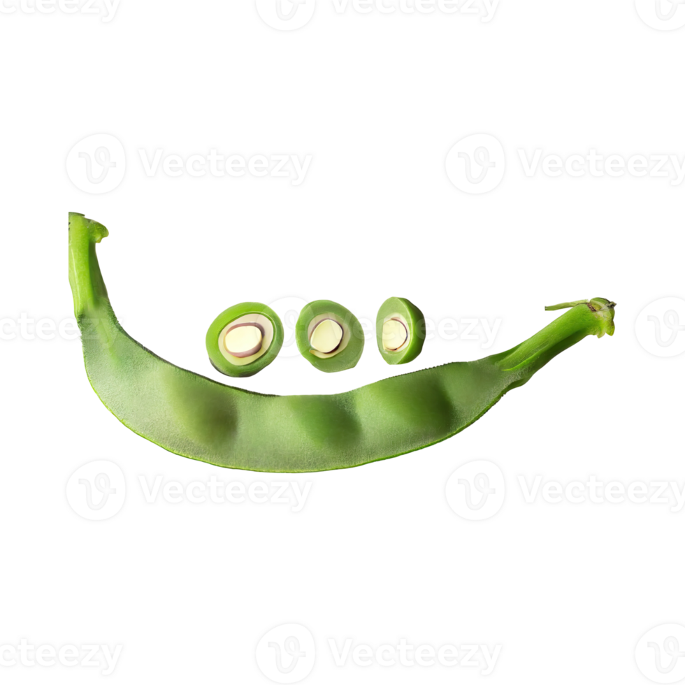 AI generated Floating Of Fresh Beans With Sliced Of Beans, Isolated Transparent Background png