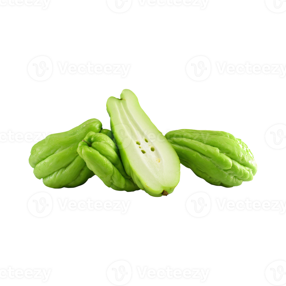 AI generated Slices Of Fresh Chayote, Without Shadow, Isolated Transparent Background png