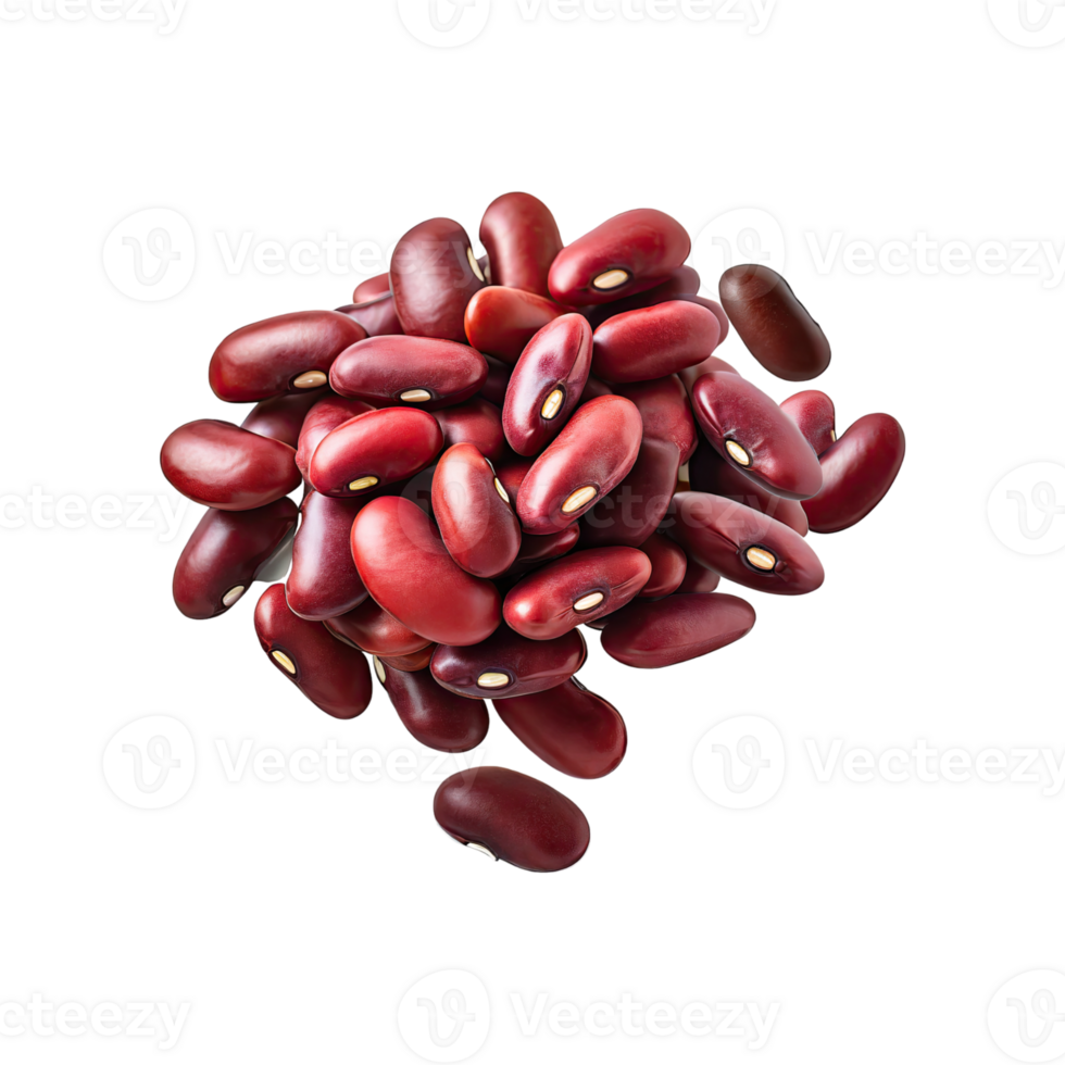 AI generated Floating Bunch Of Red Beans, Without Shadow, Isolated Transparent Background png