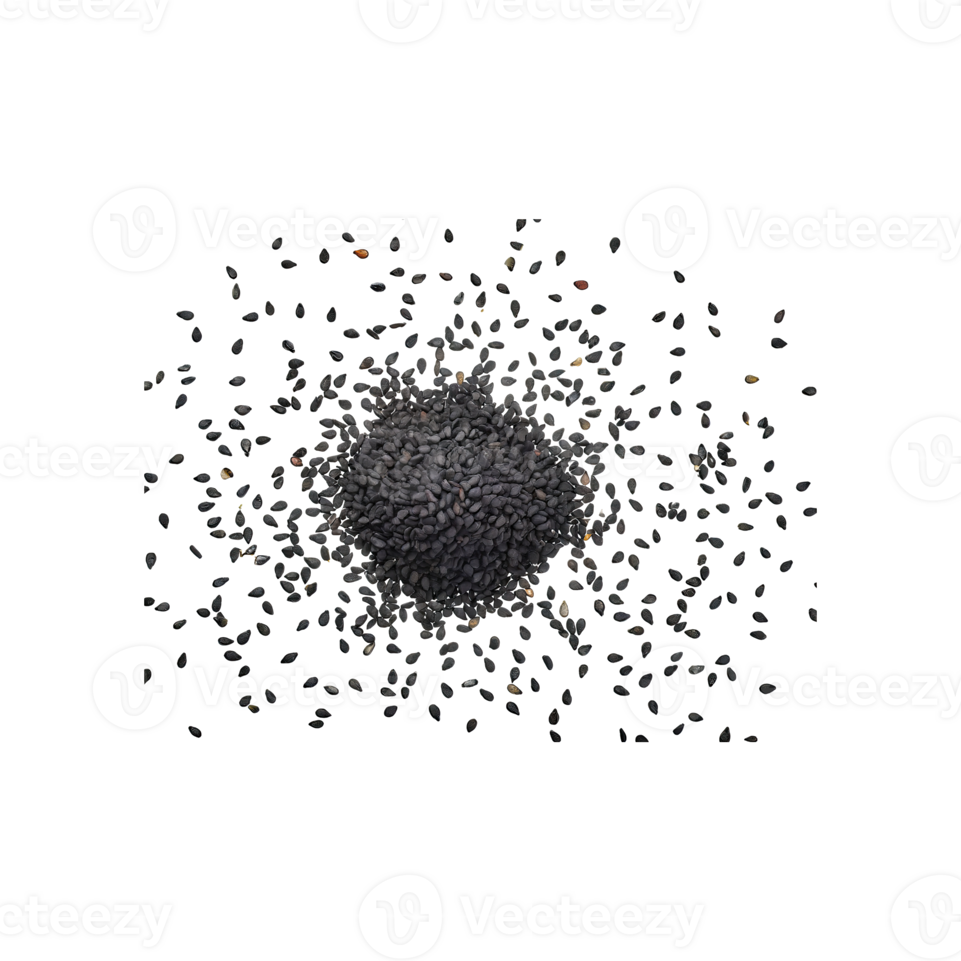 AI generated Floating Of Black Sesame Seeds, Without Shadow, Isolated
