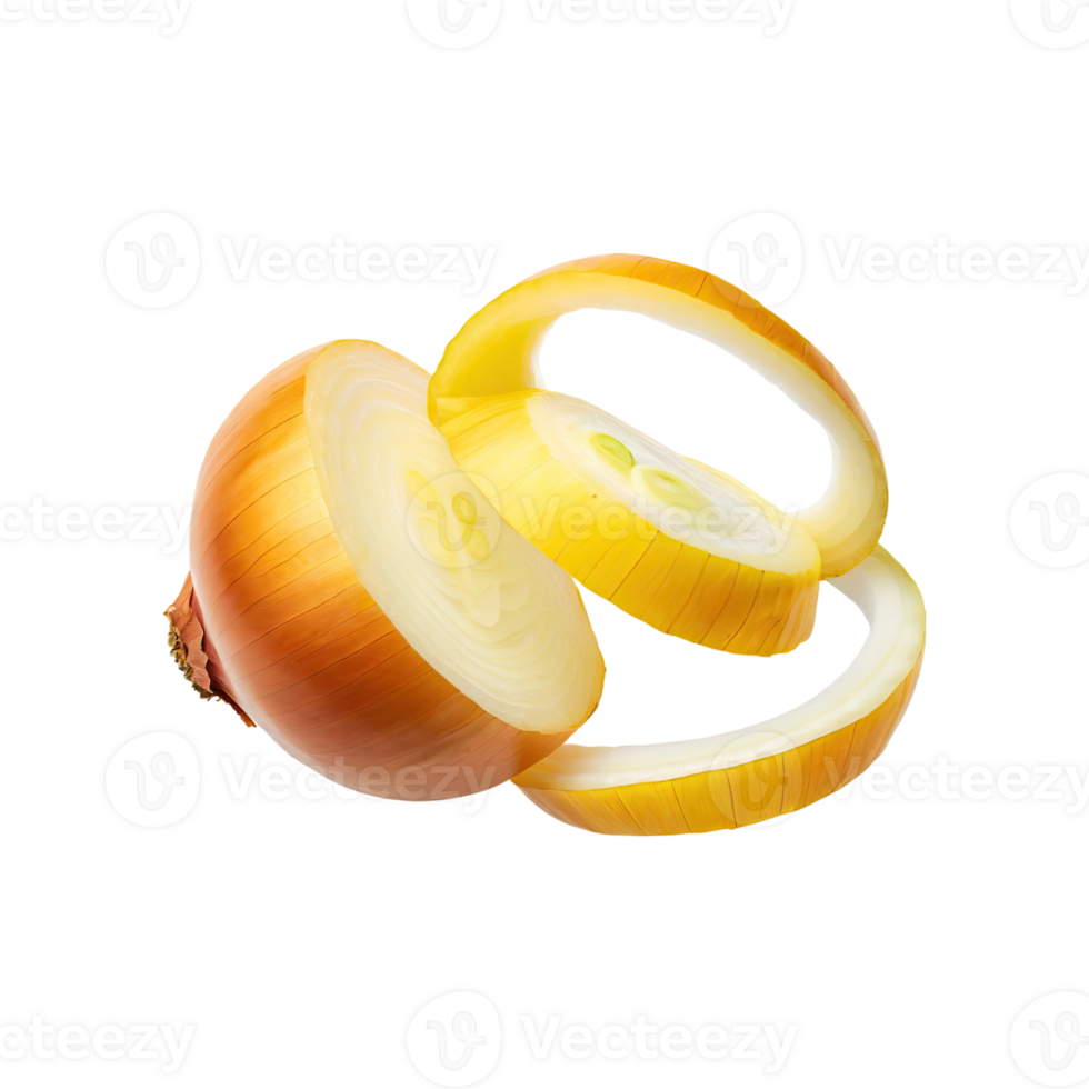 AI generated Floating Slices Of Leek, Without Shadow, Isolated Transparent Background png