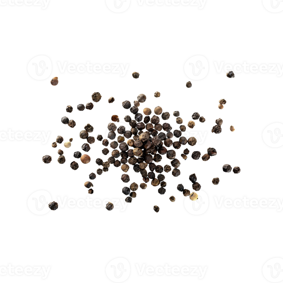 AI generated Floating Of A Pile Of Black Pepper Corns, Without Shadow, Isolated Transparent Background png