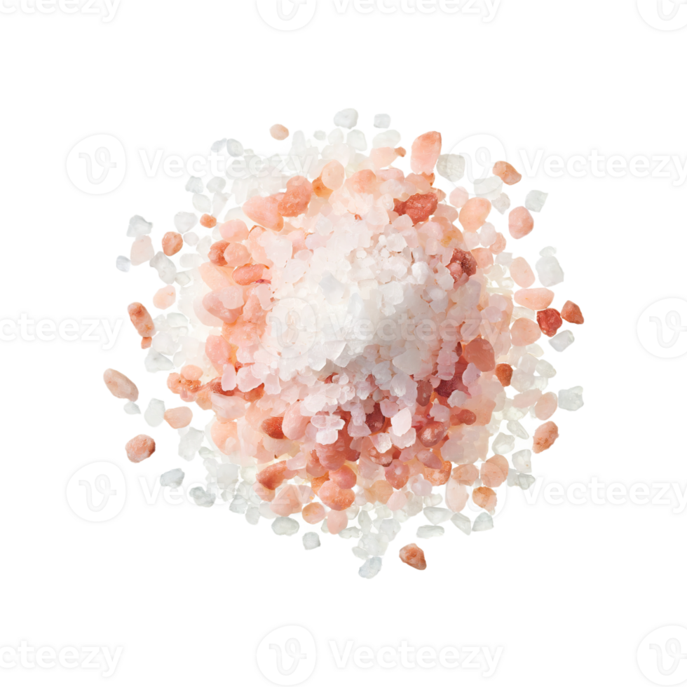 AI generated Floating Of White And Pink Salt Crystals, Without Shadow, Isolated Transparent Background png