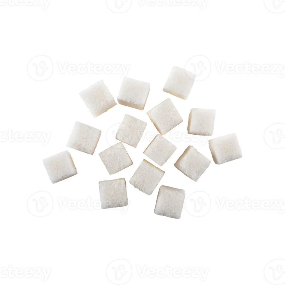 AI generated Floating Of White Sugar Cubes, Without Shadow, Isolated Transparent Background png