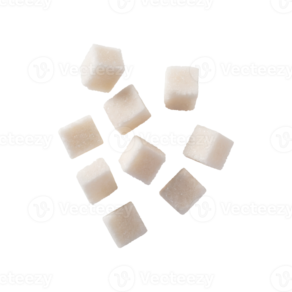 AI generated Floating Of White Sugar Cubes, Without Shadow, Isolated Transparent Background png