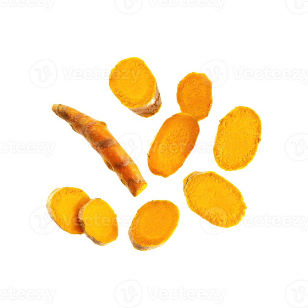 AI generated Slices of Curcuma, Earthy, Without Shadow, Isolated Transparent Background png