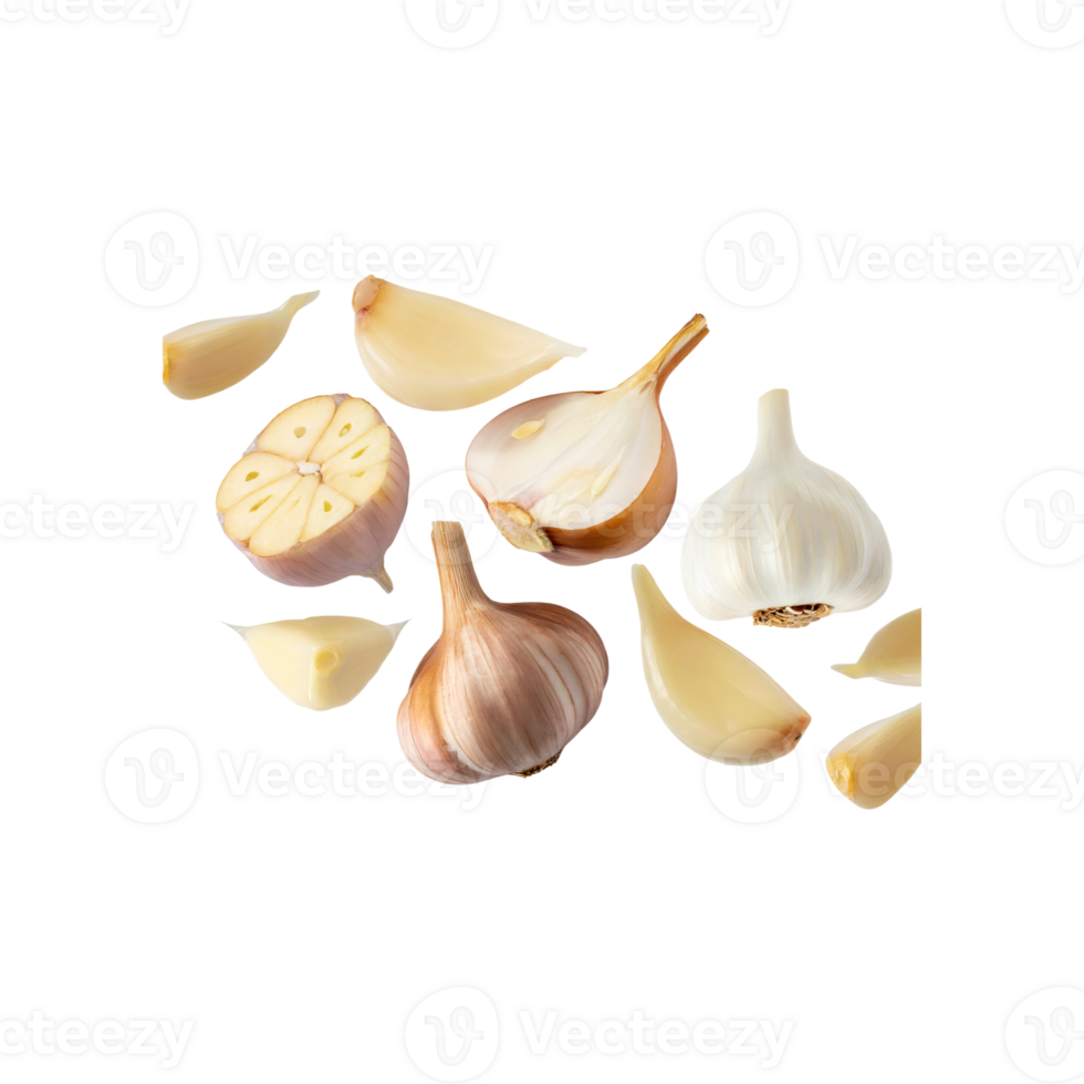 AI generated Slices Of Garlic, Without Skin, Without Shadow, Isolated Transparent Background png