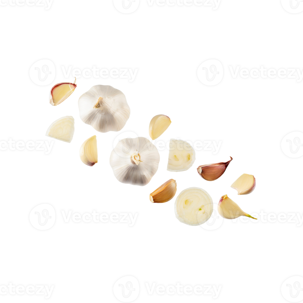 AI generated Slices Of Garlic, Without Skin, Without Shadow, Isolated Transparent Background png