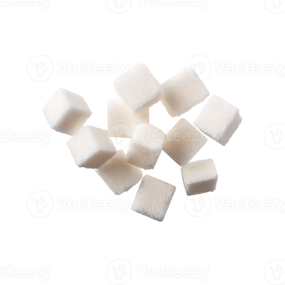 AI generated Floating Of White Sugar Cubes, Without Shadow, Isolated Transparent Background png