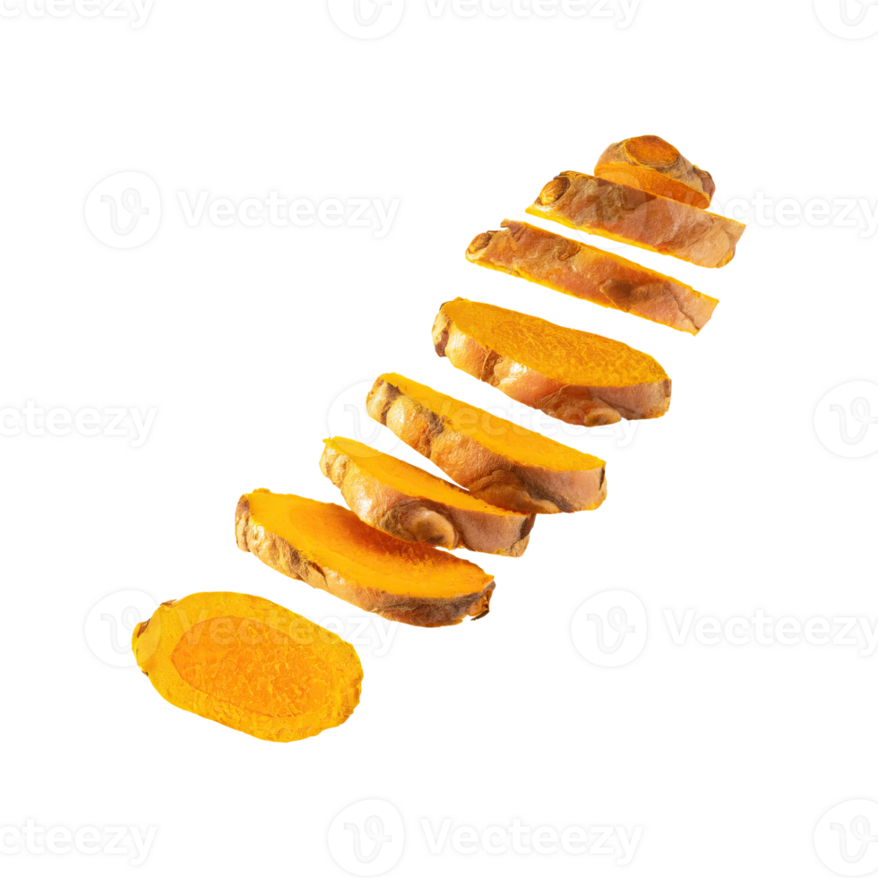 AI generated Slices of Curcuma, Earthy, Without Shadow, Isolated Transparent Background png