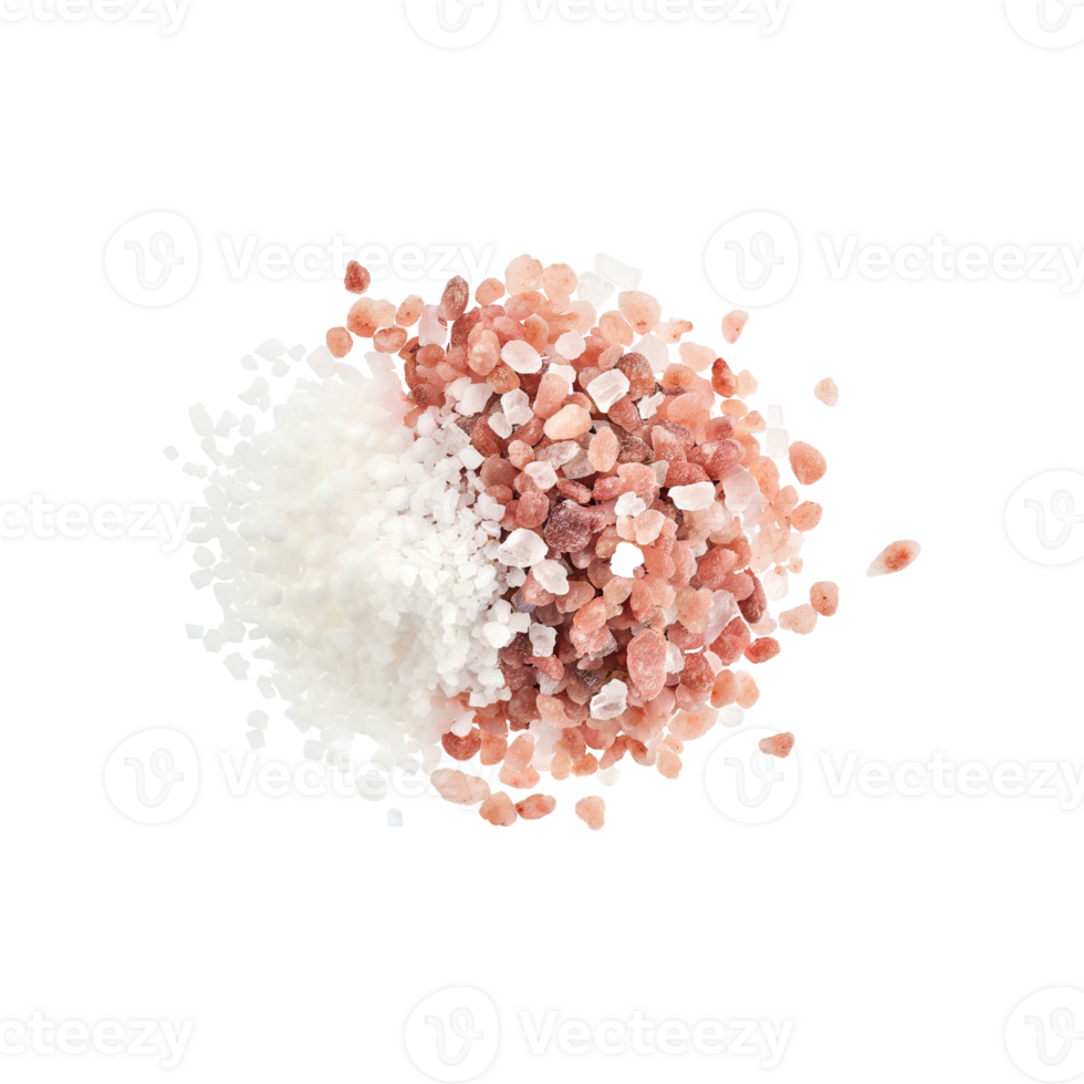 AI generated Floating Of White And Pink Salt Crystals, Without Shadow, Isolated Transparent Background png