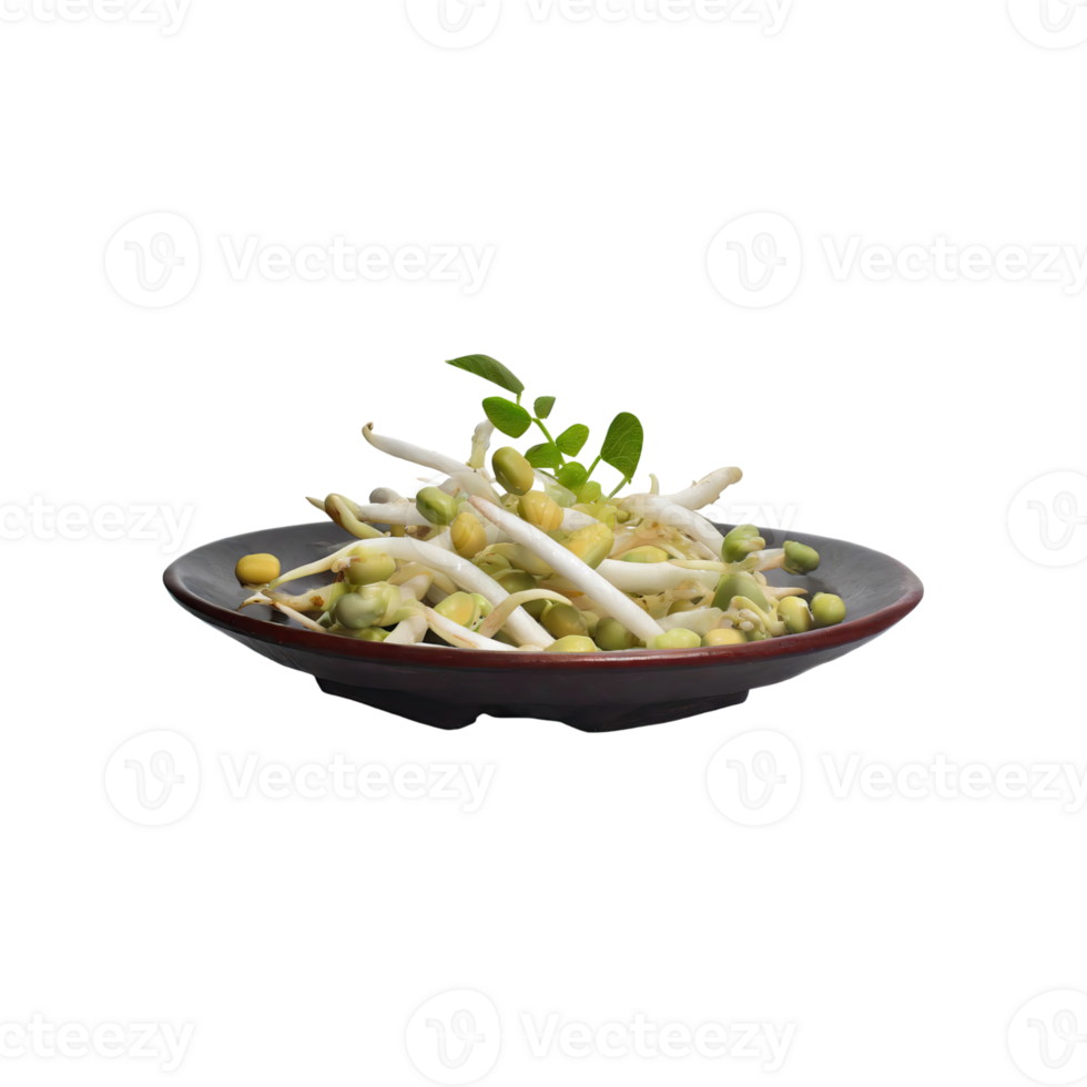 AI generated Floating Of Indonesian Bean Sprouts, Without Plate, Without Shadow, Isolated Transparent Background png