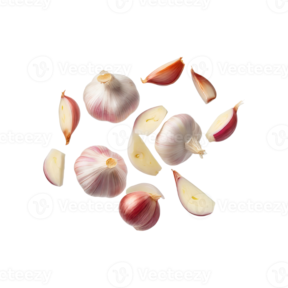 AI generated Slices Of Garlic, Without Skin, Without Shadow, Isolated Transparent Background png
