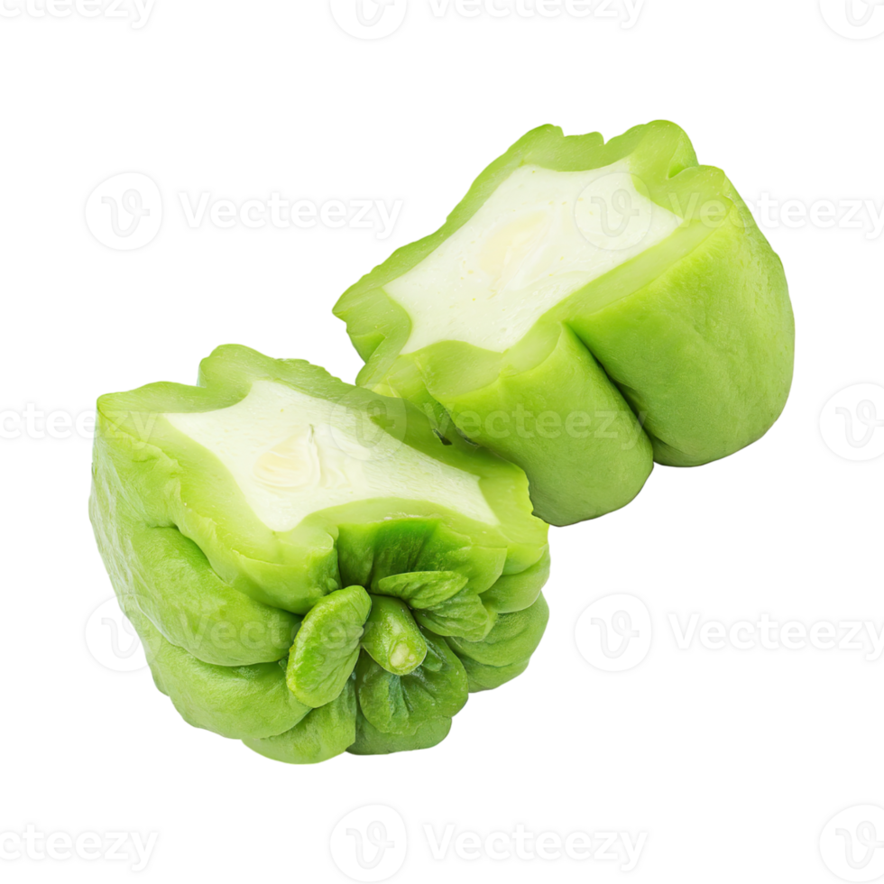 AI generated Slices Of Fresh Chayote, Without Shadow, Isolated Transparent Background png
