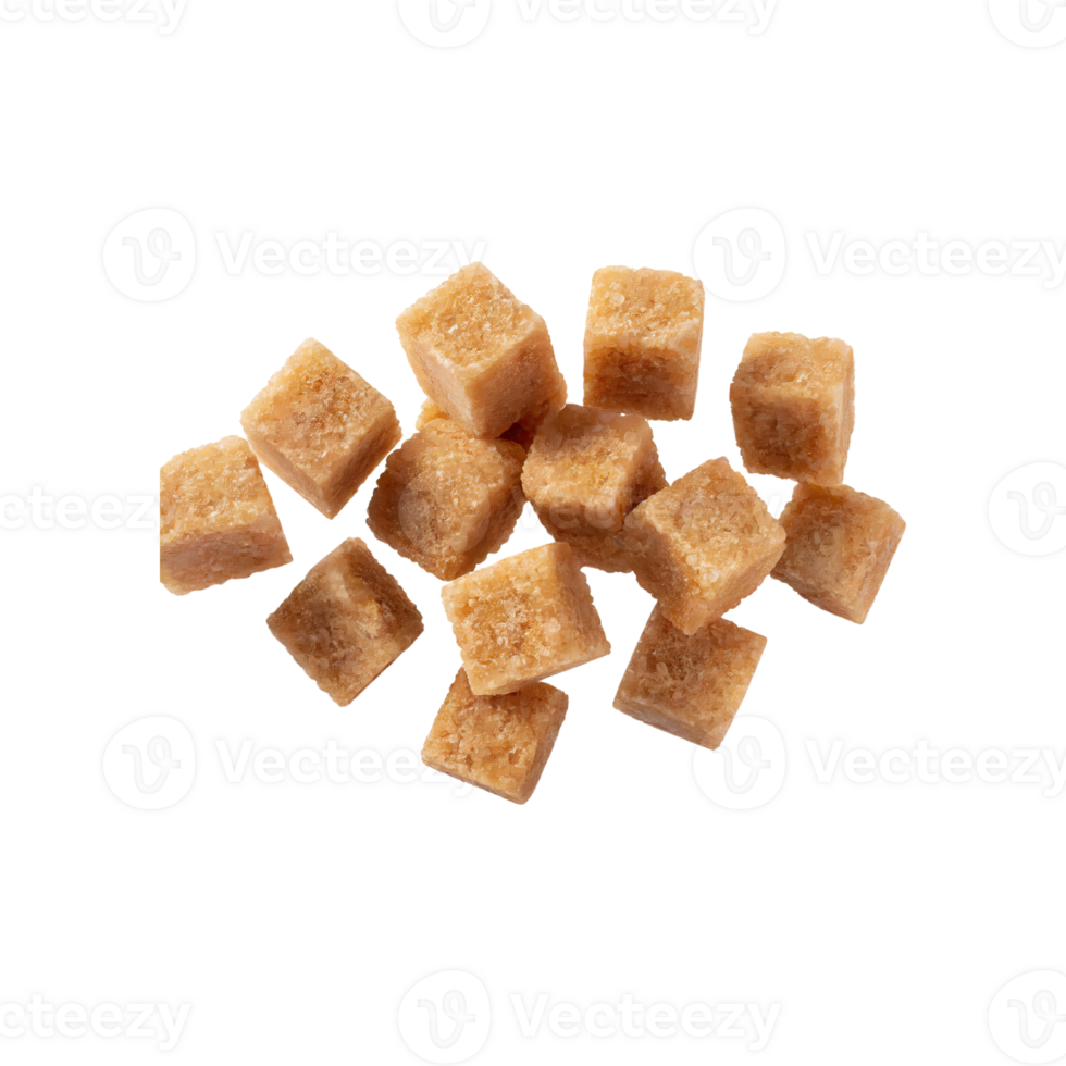 AI generated Floating Of A Brown Sugar Cubes, Without Shadow, Isolated Transparent Background png