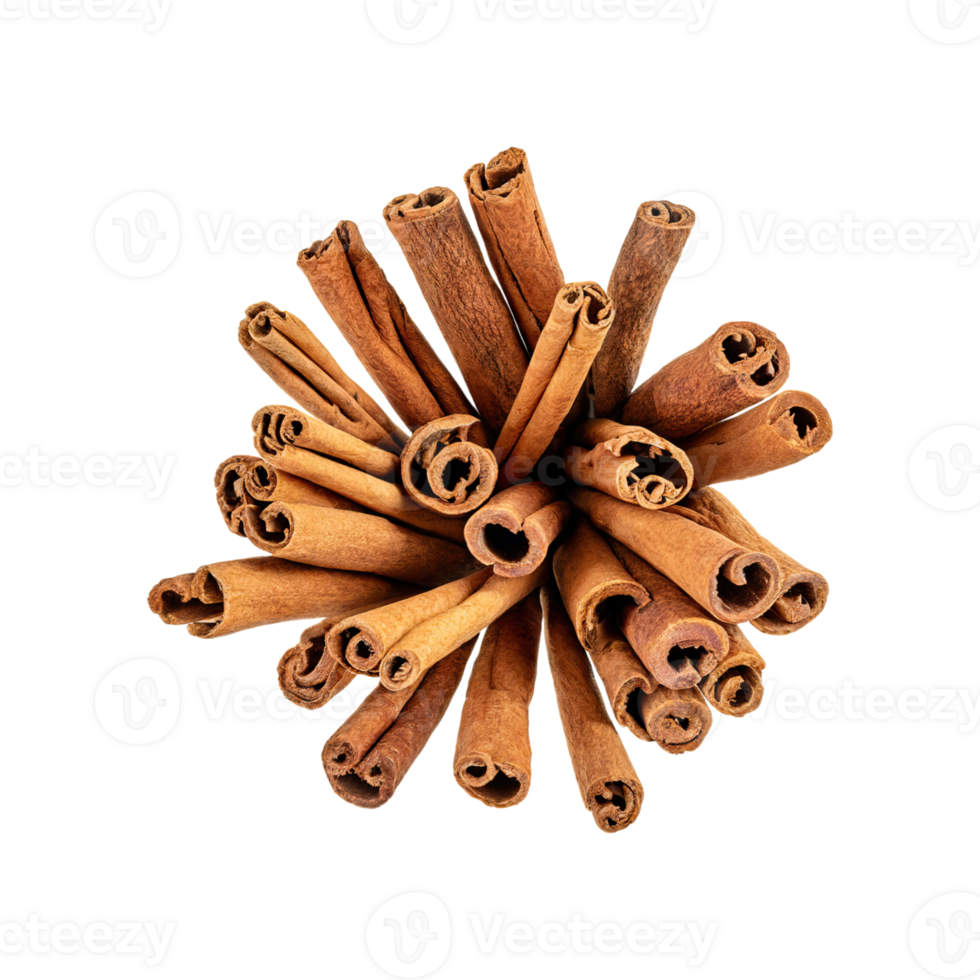 AI generated Floating Of Bunches Stick Of Brown Cinnamon Bark, Single, Isolated Transparent Background png