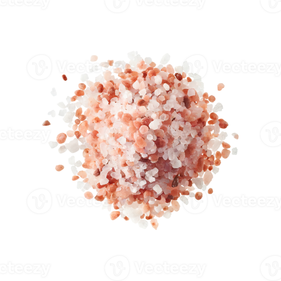 AI generated Floating Of White And Pink Salt Crystals, Without Shadow, Isolated Transparent Background png