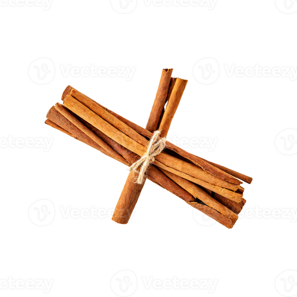 AI generated Floating Of Bunches Stick Of Brown Cinnamon Bark, Single, Isolated Transparent Background png