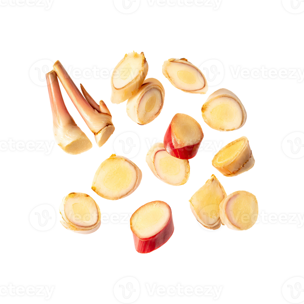 AI generated Floating Of A Slices Galangal, Without Shadow, Isolated Transparent Background png