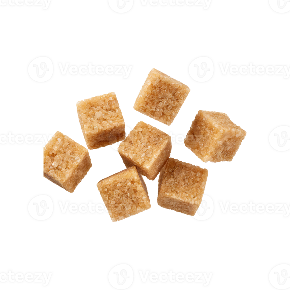 AI generated Floating Of A Brown Sugar Cubes, Without Shadow, Isolated Transparent Background png