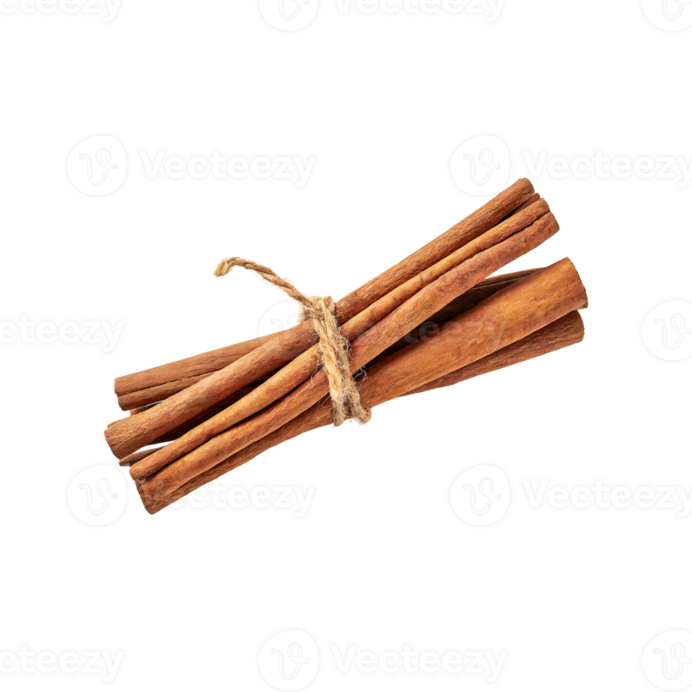 AI generated Floating Of Bunches Stick Of Brown Cinnamon Bark, Single, Isolated Transparent Background png