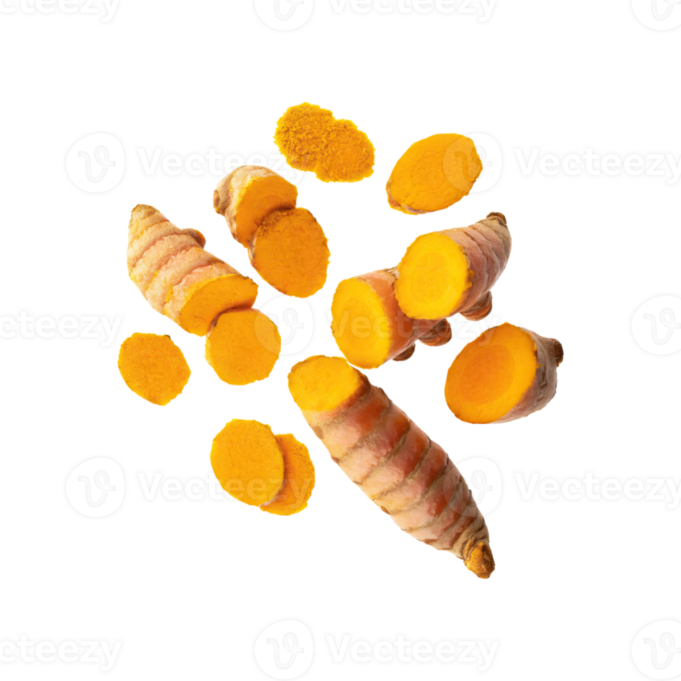 AI generated Slices of Curcuma, Earthy, Without Shadow, Isolated Transparent Background png