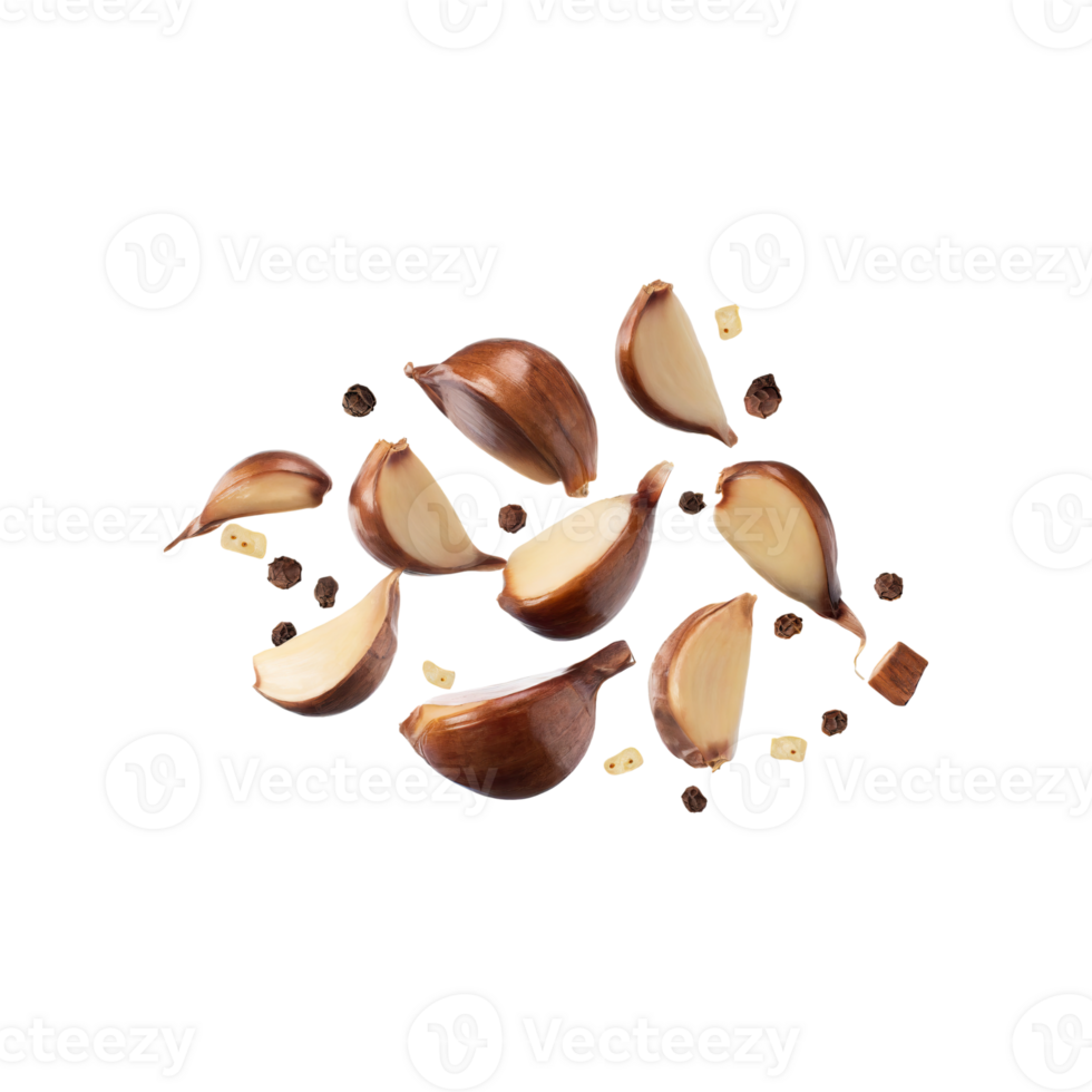 AI generated Slices Of Brown Clove Of Garlic, Without Shadow,  Isolated Transparent Background png