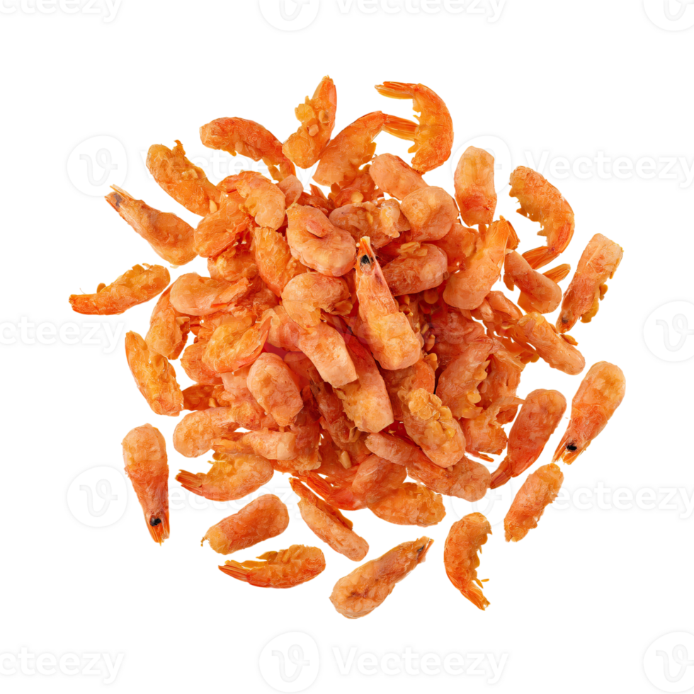 AI generated Floating Of Brown Dried Shrimp Ebi, Isolated Transparent Background png