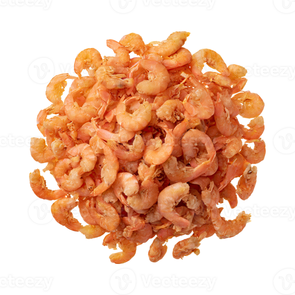 AI generated Floating Of Brown Dried Shrimp Ebi, Isolated Transparent Background png