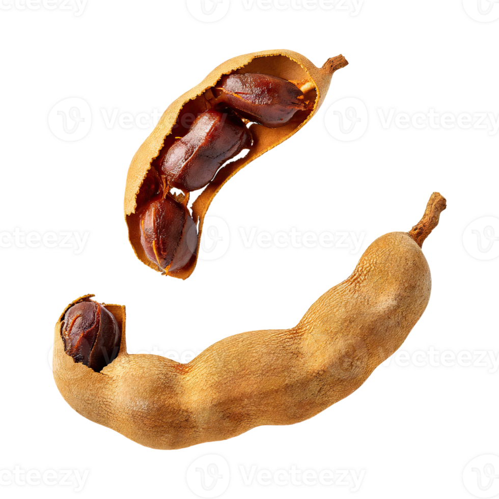 AI generated Floating Of One Slice A Tamarind, Without Shadow, Isolated Transparent Background png