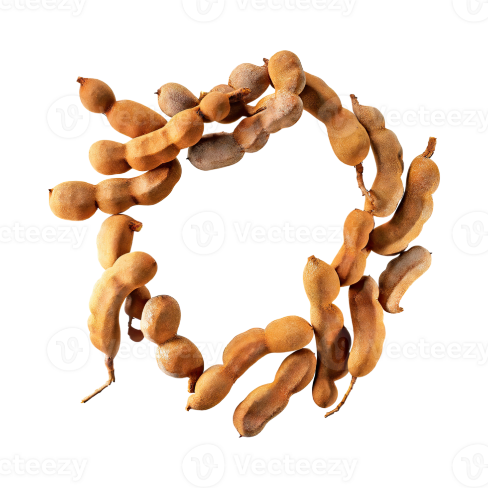 AI generated Floating Of One Slice A Tamarind, Without Shadow, Isolated Transparent Background png