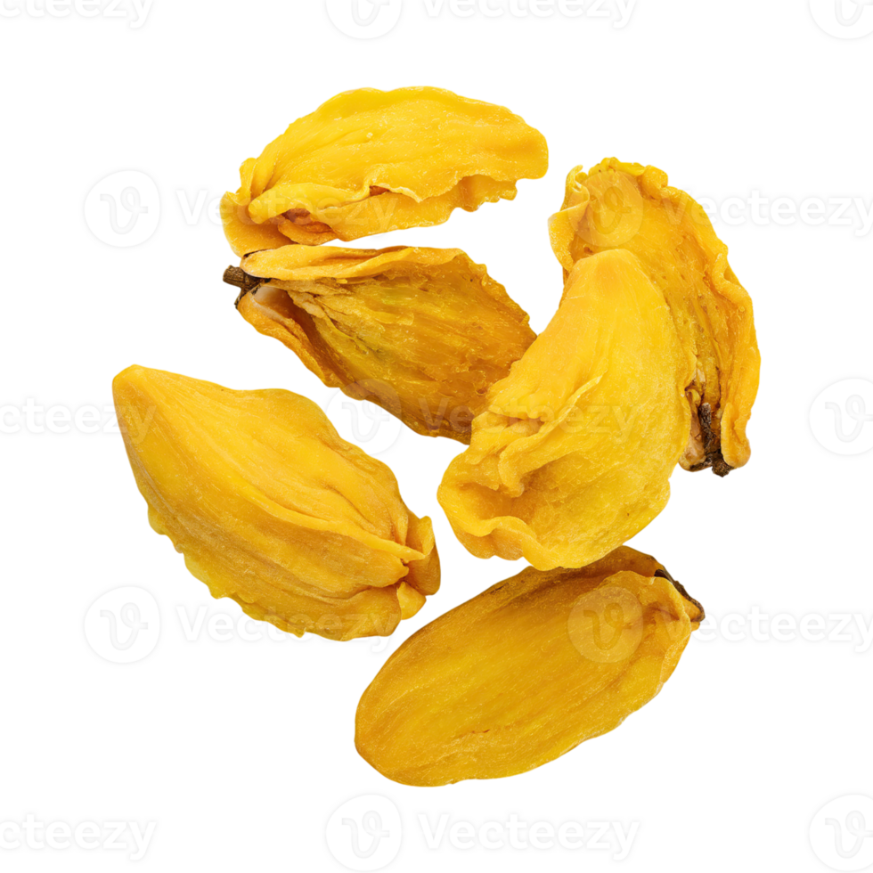 AI generated Floating Of Dried Yellow Mangoesteen, Without Shadow, Isolated Transparent Background png