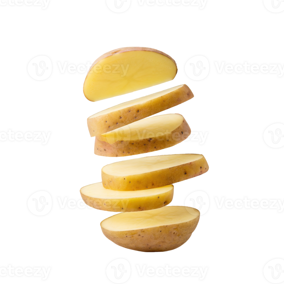 AI generated Potato Sliced, Without Shadow, Isolated Transparent Background png