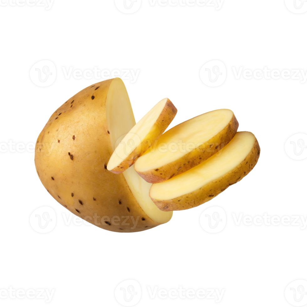 AI generated Potato Sliced, Without Shadow, Isolated Transparent Background png